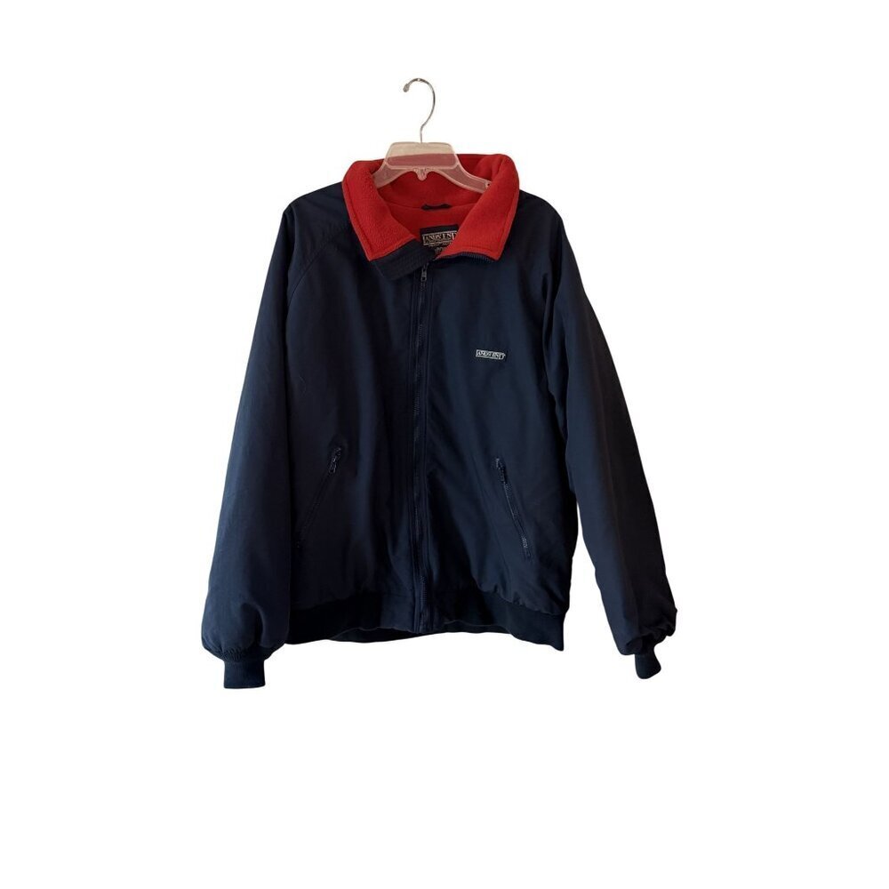 Lands End Mens XL Tall Squall Jacket Navy Blue With Red Fleece Lining Size